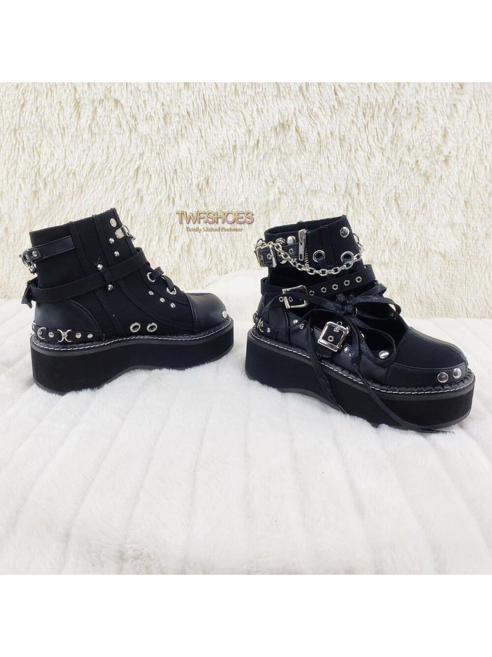 Emily Cut Out Platform Sandal Boots Goth Punk Ankle Boots - Picture 7 of 15